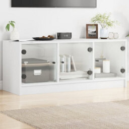 Walplus Tv Cabinet With Glass Doors White 102X37X42 Cm