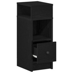 Berkfield Bedside Cabinet With Drawer Black 25X31X66 Cm - thumbnail 5