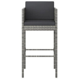 Vidaxl Bar Stools With Cushions 2 Pcs Grey Poly Rattan - thumbnail 6