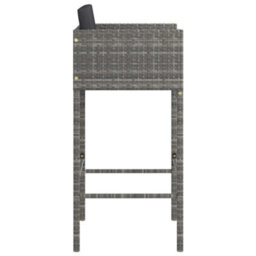 Vidaxl Bar Stools With Cushions 2 Pcs Grey Poly Rattan - thumbnail 7