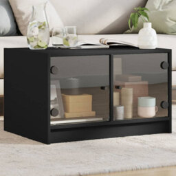 Berkfield Coffee Table With Glass Doors Black 68X50X42 Cm - thumbnail 1