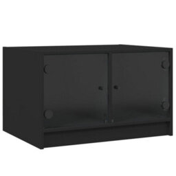 Berkfield Coffee Table With Glass Doors Black 68X50X42 Cm - thumbnail 2