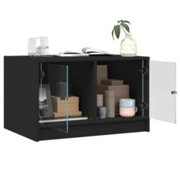Berkfield Coffee Table With Glass Doors Black 68X50X42 Cm - thumbnail 5