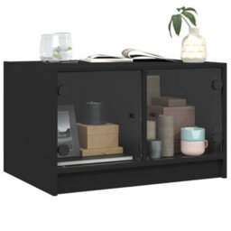 Berkfield Coffee Table With Glass Doors Black 68X50X42 Cm - thumbnail 4