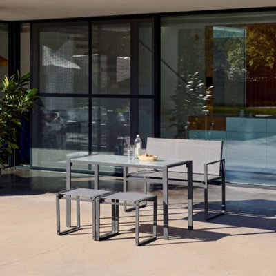 Sweeek - Steel And Textilene Garden Table + 4 Seats Anthracite 125X59.5X74 Cm - Tavena - image 1