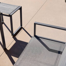 Sweeek - Steel And Textilene Garden Table + 4 Seats Anthracite 125X59.5X74 Cm - Tavena - thumbnail 7