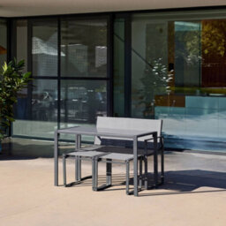 Sweeek - Steel And Textilene Garden Table + 4 Seats Anthracite 125X59.5X74 Cm - Tavena - thumbnail 9