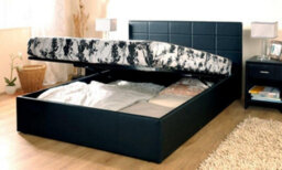 Comfy Living 4Ft6 Chanel Faux Leather Ottoman Storage Bed Black - thumbnail 2
