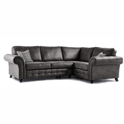 Furnishings For Less UK Oakland Charcoal Chesterfield 4 Seater L Shape Large Corner Sofa - image 1