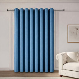 Oxford Homeware Eyelet Linen Curtains Blue Fully Lined 100% Blackout Thermal Insulated Curtain Single Panel (W)168Cmx(L)213Cm - thumbnail 2
