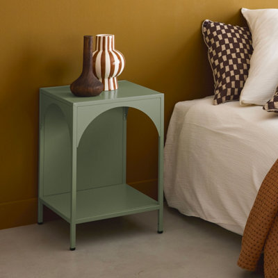 Sweeek - Bedside Table Industrial-Style Steel Soho Light Green 35X35X52 Cm - image 1