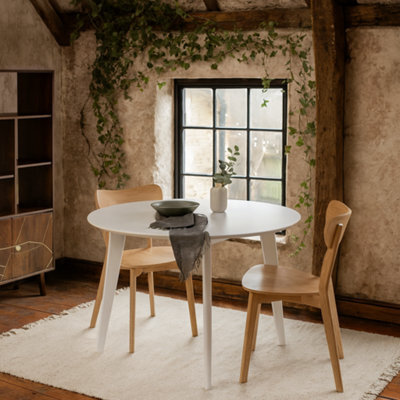 Wyld Haus Saffron Round White Oak Veneer Dining Table - 105Cm Seats 4 - image 1