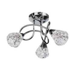 First Choice Lighting Set Of 2 Oto - Chrome With Textured Glass 3 Light Flush Ceiling Lights - thumbnail 3