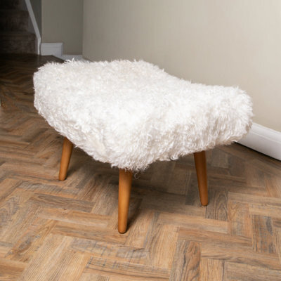 Native Natural Shearling Sheepskin White Footstool - image 1
