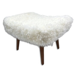 Native Natural Shearling Sheepskin White Footstool - thumbnail 3