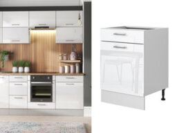 Impact Furniture Kitchen Drawer Unit 600mm White Gloss Cabinet Storage Base Cupboard Freestanding Modern Flat Pack Ella - thumbnail 1