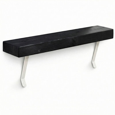 Mkgt Solid Wood Radiator Shelf, No Drill With Brackets, Handmade In Uk (Black, 140Cm) - image 1