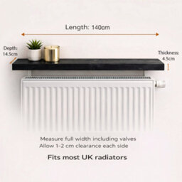 Mkgt Solid Wood Radiator Shelf, No Drill With Brackets, Handmade In Uk (Black, 140Cm) - thumbnail 6