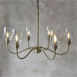 Loops Multi Arm Hanging Ceiling Pendant Light - Antique Brass Plate & Clear Glass Shade - 6 X 6W Led E14 - thumbnail 3