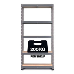 Rb Boss Garage Shelving Unit Fastlok 5 Shelf Mdf Galvanised Steel (H)1800mm (W)900mm (D)450mm, Pack Of 2 - thumbnail 4