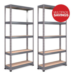 Rb Boss Garage Shelving Unit Fastlok 5 Shelf Mdf Galvanised Steel (H)1800mm (W)900mm (D)450mm, Pack Of 2 - thumbnail 1