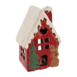 Village Pottery Christmas Reindeer House Tea Light Holder - thumbnail 2
