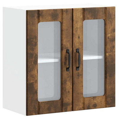 Berkfield Durable Kitchen Wall Cabinet With Glass Door Lucca Smoked Oak Engineered Wood - image 1