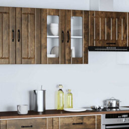 Berkfield Durable Kitchen Wall Cabinet With Glass Door Lucca Smoked Oak Engineered Wood - thumbnail 4