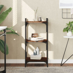Berkfield Bookcase 3-Tier Brown Oak 40X30X86 Cm Engineered Wood - thumbnail 1