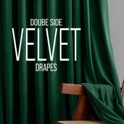 Ameha Emerald Green Velvet Curtain Ready Made Eyelet Blackout Thermal Insulated Living Room Curtain Pair 90''x90'' With Tiebacks - thumbnail 4