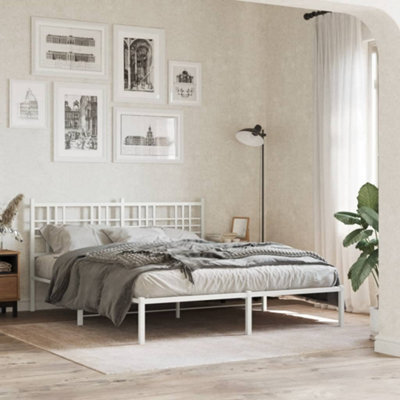 Berkfield Metal Bed Frame Without Mattress With Headboard White 150X200Cm - image 1