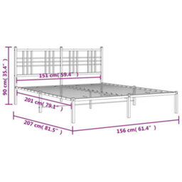 Berkfield Metal Bed Frame Without Mattress With Headboard White 150X200Cm - thumbnail 8