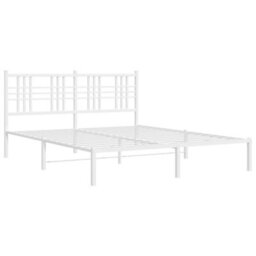 Berkfield Metal Bed Frame Without Mattress With Headboard White 150X200Cm - thumbnail 3