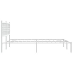 Berkfield Metal Bed Frame Without Mattress With Headboard White 150X200Cm - thumbnail 5