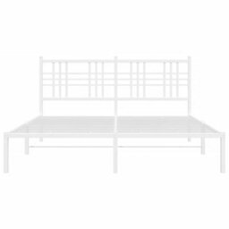 Berkfield Metal Bed Frame Without Mattress With Headboard White 150X200Cm - thumbnail 4