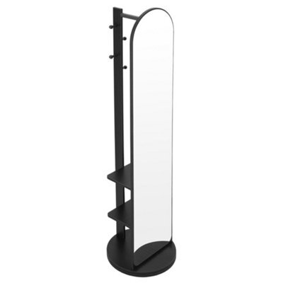 Living And Home Black Arched 360-Degree Rotating Full-Length Mirror, 40Cm Dia X 168Cm H - image 1