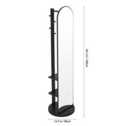 Living And Home Black Arched 360-Degree Rotating Full-Length Mirror, 40Cm Dia X 168Cm H - thumbnail 8