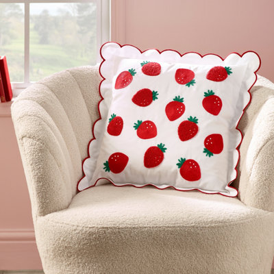 Catherine Lansfield Strawberry Embroidered 45X45Cm Cushion Red - image 1