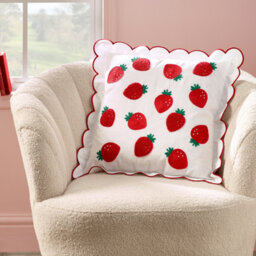 Catherine Lansfield Strawberry Embroidered 45X45Cm Cushion Red - thumbnail 1