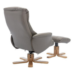 Morris Living Cairo Swivel Recliner Chair & Footstool In Grey Plush Faux Leather - thumbnail 8