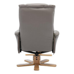 Morris Living Cairo Swivel Recliner Chair & Footstool In Grey Plush Faux Leather - thumbnail 9