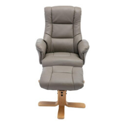 Morris Living Cairo Swivel Recliner Chair & Footstool In Grey Plush Faux Leather - thumbnail 3