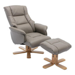 Morris Living Cairo Swivel Recliner Chair & Footstool In Grey Plush Faux Leather - thumbnail 4