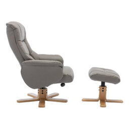 Morris Living Cairo Swivel Recliner Chair & Footstool In Grey Plush Faux Leather - thumbnail 7