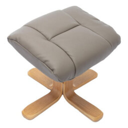 Morris Living Cairo Swivel Recliner Chair & Footstool In Grey Plush Faux Leather - thumbnail 5