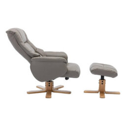 Morris Living Cairo Swivel Recliner Chair & Footstool In Grey Plush Faux Leather - thumbnail 6
