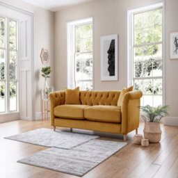 Sofas Express Carlton Ochre Yellow Velvet  3 Seater Sofa - thumbnail 2