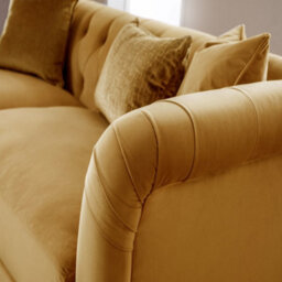 Sofas Express Carlton Ochre Yellow Velvet  3 Seater Sofa - thumbnail 4