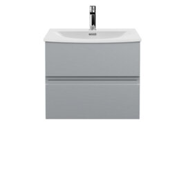 Hudson Reed Urban Satin Grey Wall Hung 2 Drawer Vanity Unit And Curved Basin With Silent Close, 530 X 610 X 440 - thumbnail 1