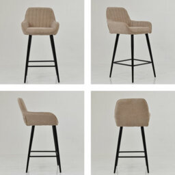 Lakeland Furniture Hamilton Fawn Brown Black Fixed Leg Base Bar Stool - thumbnail 2